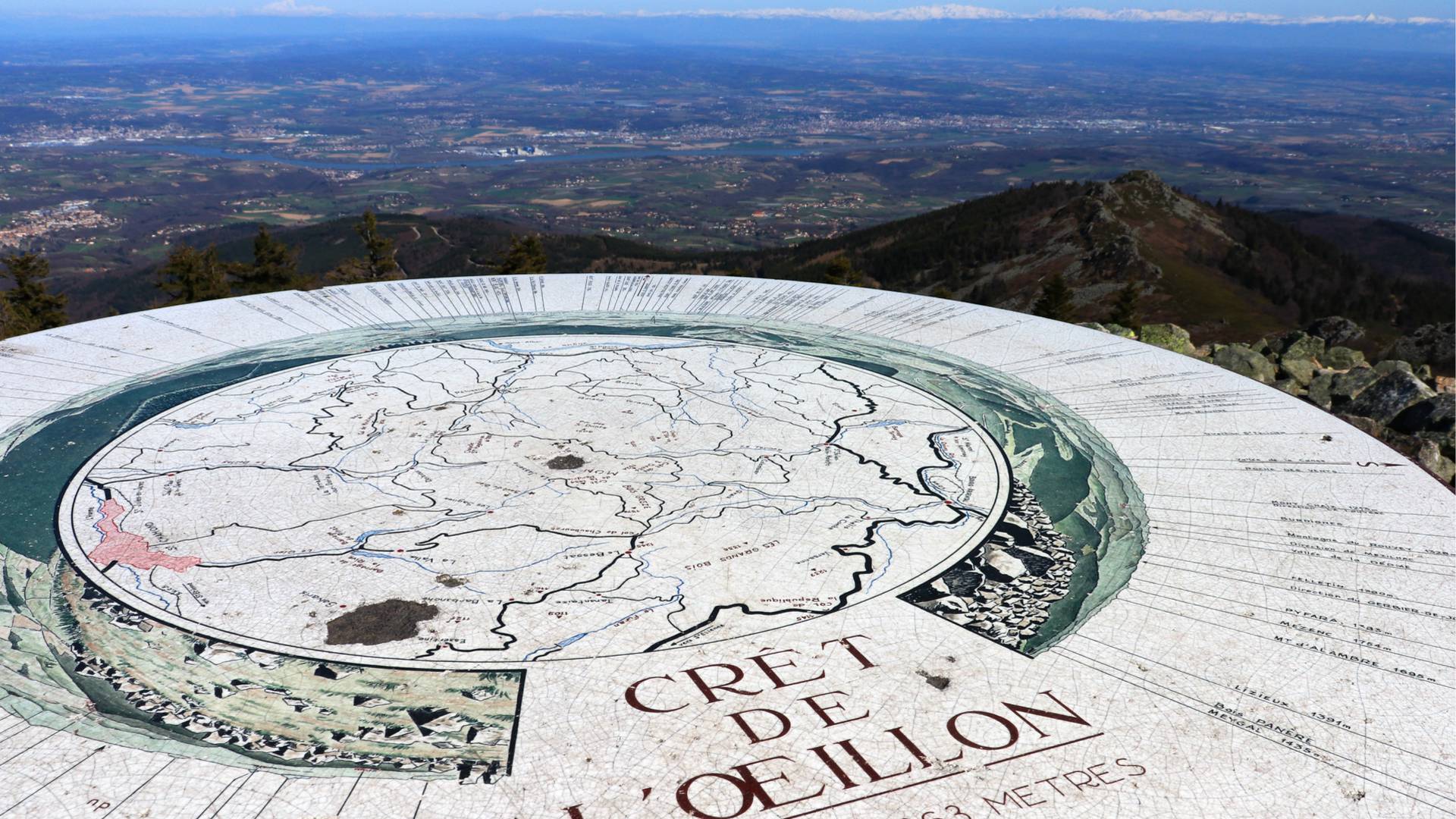 Table d'orientation et panorama - Crêt de l'Oeillon, Pilat.